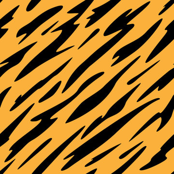 Abstract Black and Orange Stripes Seamless Repeating Pattern Vector Illustration
