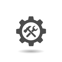 Wrench, hammer and gear icon. Car service sign, repair symbol