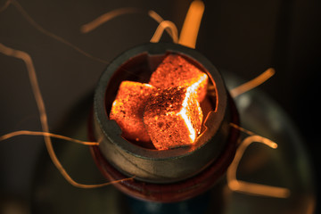 coal coconut hookah bowl close burn