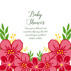 Vector illustration pattern art leaf flower frame with writing baby shower
