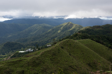 Mountains, clouds, sky and paths