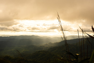 Mountains, clouds, sky and paths