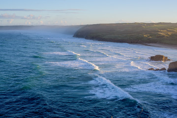 Overlooking Perranporth Beach at perranporth, Cornwall, England, UK Europe