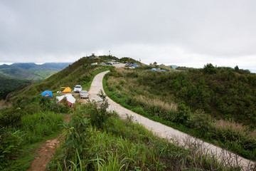 Mountains, clouds, sky and paths
