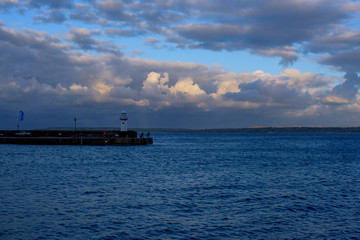 Lighthouse during the sunset at St Ives, Cornwall, UK