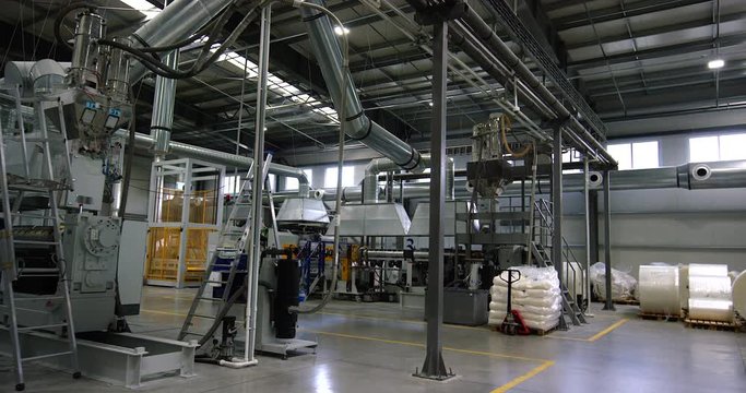 Industrial factory interior with modern technology equipment. Shot on 6K RED camera