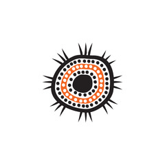 Aboriginal art dots painting icon logo design vector template