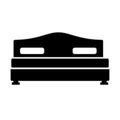 bed flat black icon. vector illustration. isolated on white background