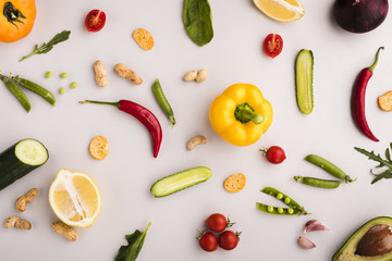 Flat lay composition of healthy vegetables