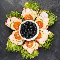 Flat lay composition of healthy vegetables