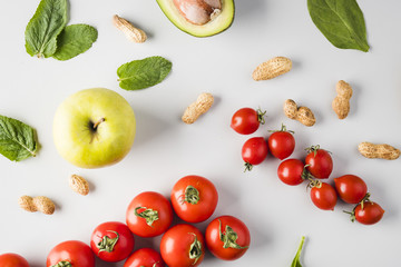 Flat lay composition of healthy vegetables