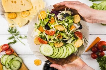 Flat lay composition of healthy vegetables