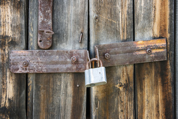 lock on the old wooden gate