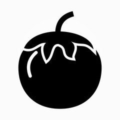 tomato black flat icon. vector illustration. isolated on white background