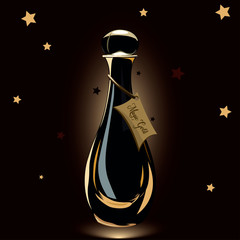 Magic bottle of gold on a dark background