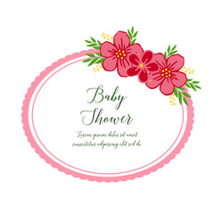 Vector illustration artwork pink flower frame with design of card baby shower