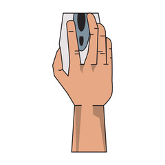 Hand using computer mouse cartoon isolated