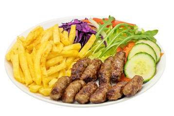 Cevapcici Teller 8 Stk. Pommes und Salat