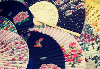 Obraz premium assortment of traditional Chinese paper fans