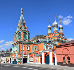 Fototapeta premium The Church of Gregory neokesariysky built in 1668. Construction was supervised by Ivan Volzhinsky and Ivan Rykachev. Russia, Moscow, June 2019.