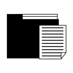 Folder and document paper symbol isolated in black and white