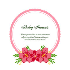 Vector illustration artwork pink flower frame with design of card baby shower