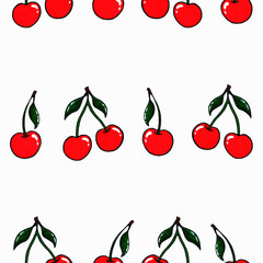 sweet cherry pattern on a white background scattered