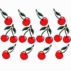 sweet cherry pattern on a white background scattered