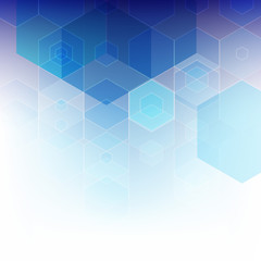  Abstract geometric background of blue vector hexagons. Brochure template