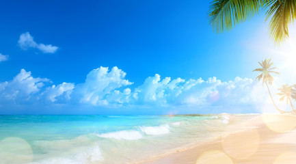 Fototapeta na wymiar art summer vacation; tropical beach background;