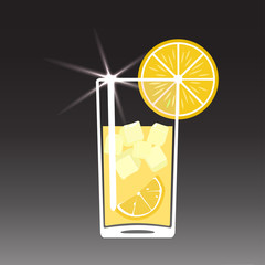 Cocktail with lemon isolated on black background