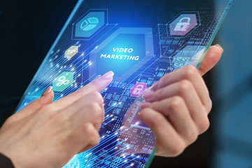 The concept of business, technology, the Internet and the network. A young entrepreneur working on...