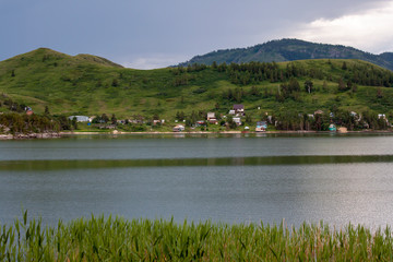 Natural landscape. Bukhtarma reservoir. Artificial pond. Mountain Lake. Kazakhstan. Altai.