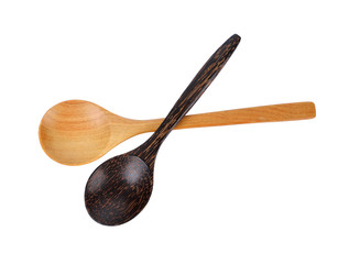Wooden spoon on isolated background