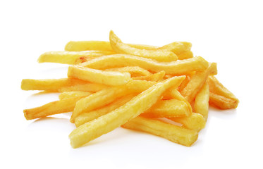 a pile of french fries isolated on white