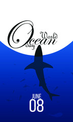 World oceans day. Sea animals. Poster. Vector illustration. - Vector