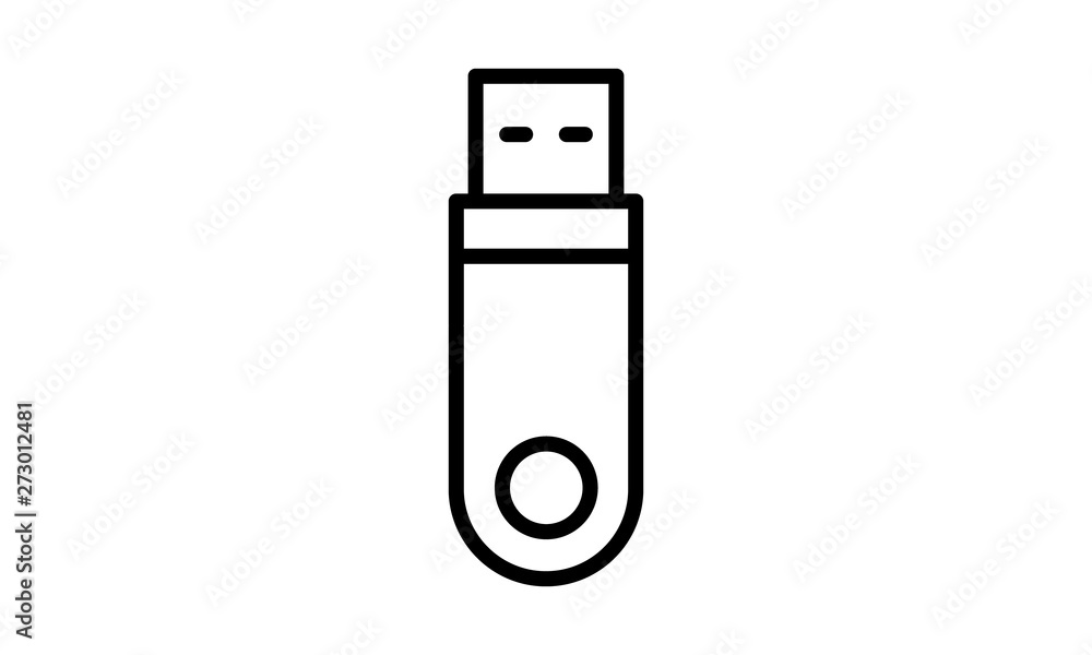 Aufkleber usb drive icon in flat style. flash disk vector illustration on white isolated background. digital m