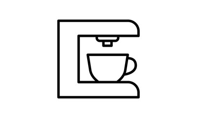 Coffee machine icon vector, filled flat sign, outline pictogram isolated on white. Symbol, logo illustration. - Vector 