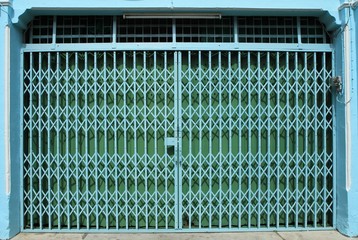 Green old style steel door stretch