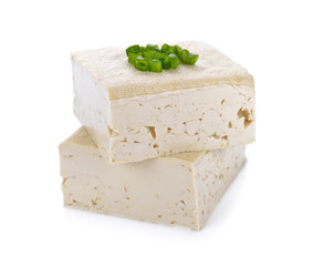 tofu cheese on white background
