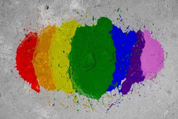 LGBT rainbow color spray painted on the wall