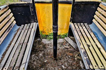 Old discarded tram cars left out to decay