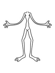 clipart alien körper ohne kopf comic cartoon lustig cool dünn monster dürr