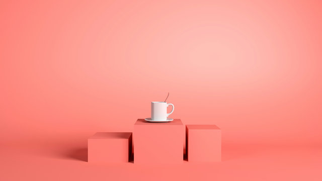 Taza con cuchara y fondo de color