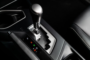 Automatic gear stick inside modern car.  automatic transmission gear of car , car interior