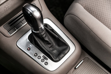 Obraz na płótnie Canvas Automatic gear stick inside modern car. automatic transmission gear of car , car interior
