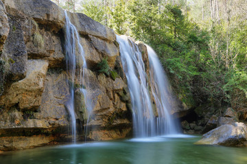 Fototapeta na wymiar Waterfalls in Catalonia: gorgs de la Cabana, Campdevanol, Girona