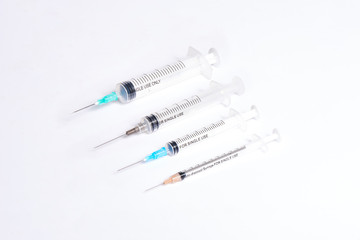 Syringe needle medical on white background