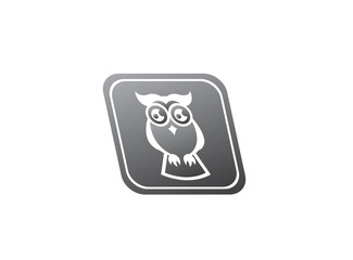 Owl open eyes for logo design illustration, wise bird in a shape icon