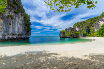 Hong Islands,Beautiful tropical sandy beach and lush green foliage on a tropical island ,thailand